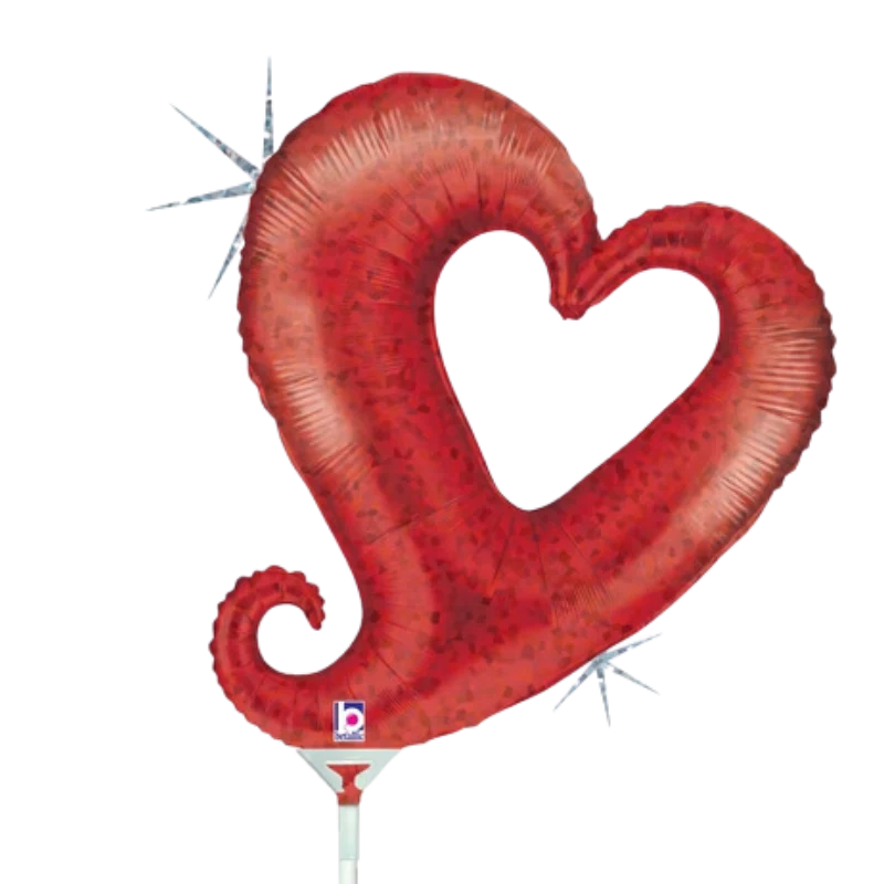 14” Holographic Red Heart (AIR-FILL ONLY / FLAT)